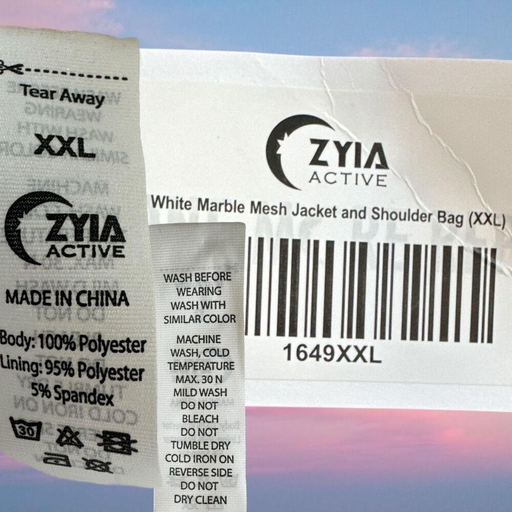 ZYIA Active White Marble Mesh Jacket and Shoulder Bag Size XXL - Picture 10 of 10